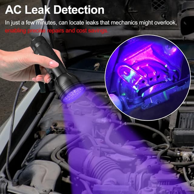 Detalle de Vansky Air Conditioner Leak Detector Kit with 68 LED UV Light and UV Filter Glasses for Automotive A/C