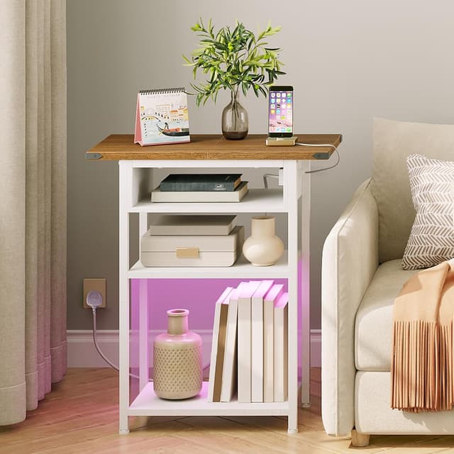 Thumbnail 1 de HOOBRO EWH130KDBZ01 narrow bedside table with outlets