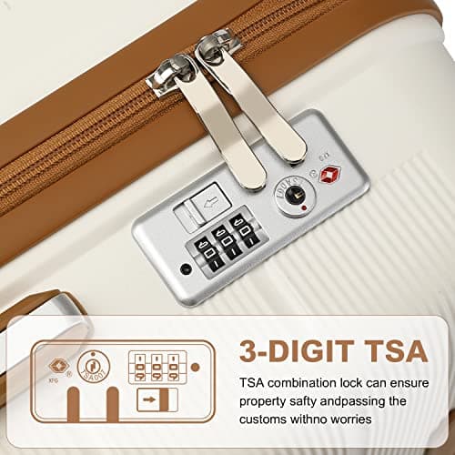 Detalle de British Traveller maleta de viaje grande rígida de PP con cerradura TSA y cabina (76 cm) en blanco