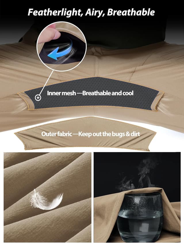 Detalle 2 de Lightweight Mens Hiking Cargo Pants with Nylon Stretch, Waterproof Quick-Dry, 6 Pockets