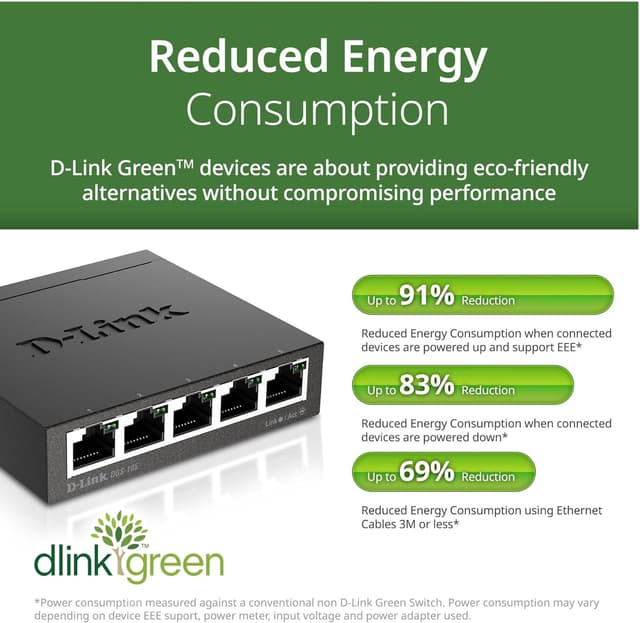 Detalle de D-Link DGS-105 : switch Gigabit 5 ports RJ-45 métalliques pour petit réseau (small/home office)
