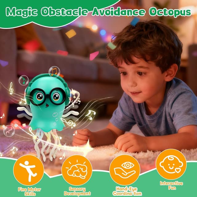 Detalle de Dancing Jellyfish Baby Toy – Interactive crawling tummy time toy with music & lights