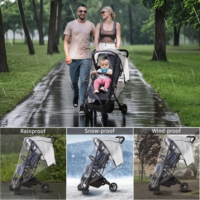 Thumbnail 6 de Universal Pushchair Rain Cover with Front Zip, Clear EVA Weather Shield