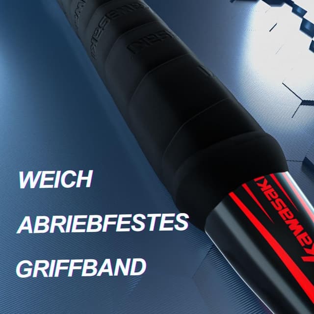 Detalle 2 de A1 TAAN Kawasaki Badmintonschläger-Set Graphit (2 Schläger) inkl. 3 Federbälle, Griffbänder & Schlägertasche