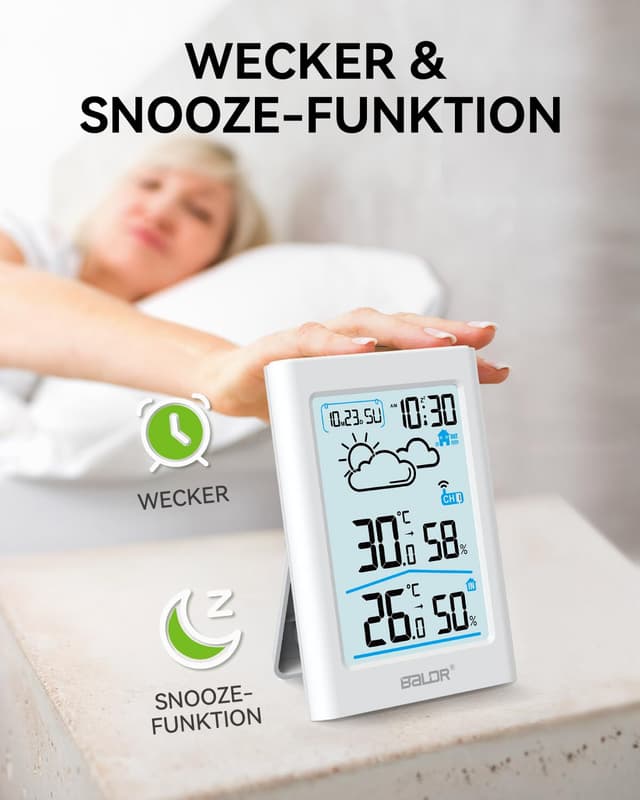 Thumbnail 6 de BALDR stazione meteo radio con sensore esterno, orologio DCF e termometro igrometro LCD