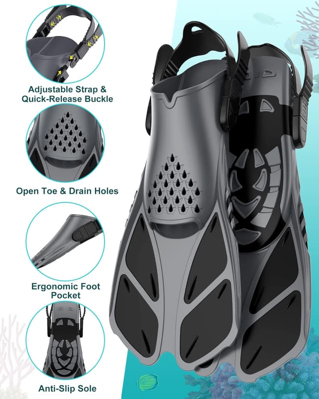 Detalle 2 de Viginsul Mask Fins Snorkeling Gear Set for Adults: Full Face Snorkel Mask + Adjustable Swim Fins