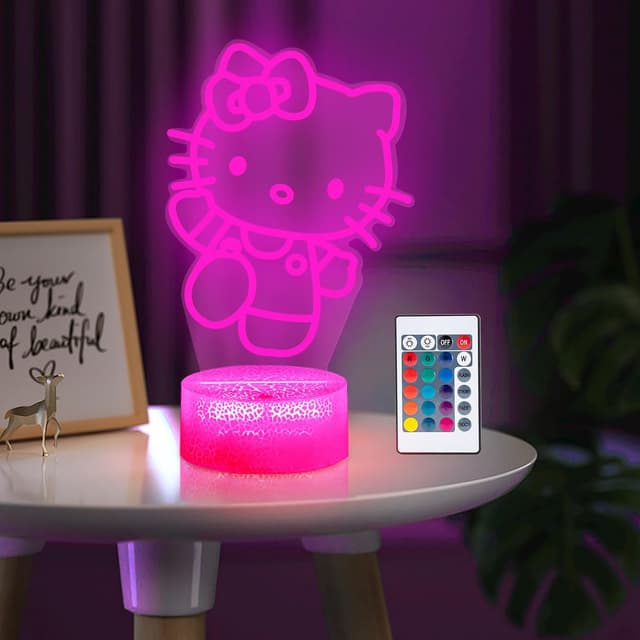 Detalle de ZTZK Kitty Lampe 3D Nachtlicht mit 16 Farben 🛋