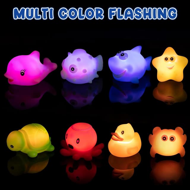 Detalle de HOYIBO Light Up Bath Toys (8 Pack) – floating marine animal bath lights for kids aged 3–5