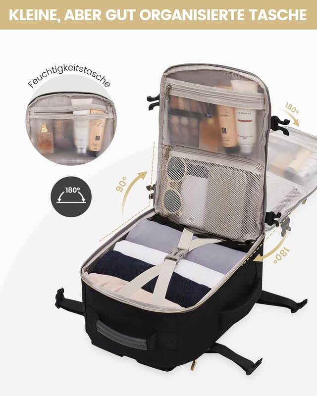 Detalle de LOVEVOOK Ryanair Handgepäck 40x30x20 Rucksack als Cabin Bag (Laptopfach bis 13,3 Zoll) – Eurowings/Wizz & mehr