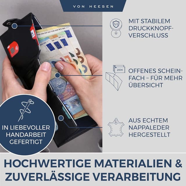 Thumbnail 3 de VON HEESEN Slim Wallet Leder 9 x 7 cm