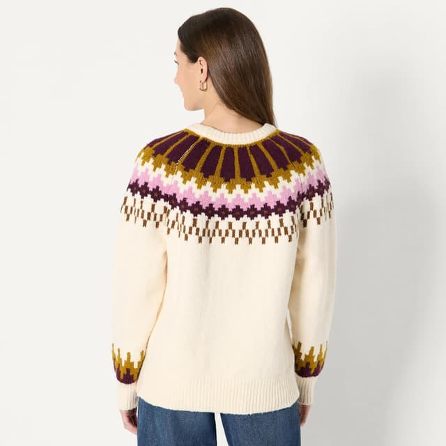 Detalle de Amazon Essentials Women’s Demi’s Pick Oversized-Fit Fair Isle Crewneck Jumper