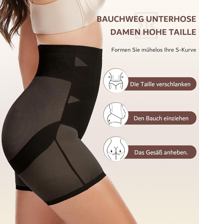 Detalle 2 de sellto Bauchweg Unterhose Damen mit hoher Taille – doppellagiges Shape-Design für Bauchkontrolle