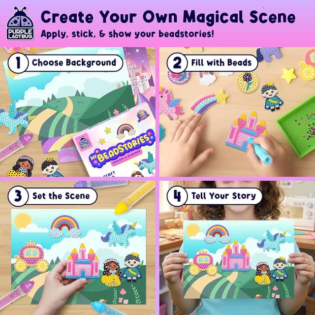 Detalle de My BeadStories Princess Unicorn Bead Mosaic Art Kit for Kids (Ages 4–10)