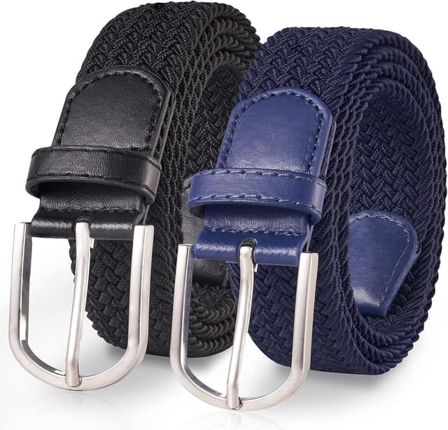 Detalle de TANGCHAO 2er-Set Stoffgürtel Stretchgürtel mit Geflecht – elastisch, verstellbar bis 135 cm