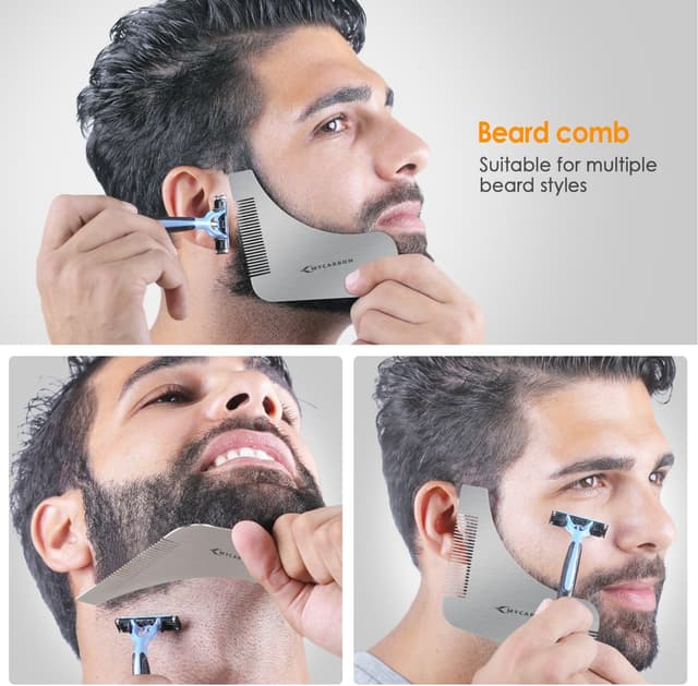 Thumbnail 6 de MYCARBON Pettine per barba uomo in acciaio inox con design a Z per styling e rifinitura