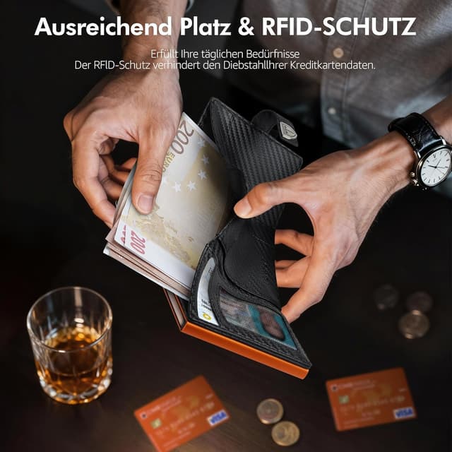 Detalle 2 de TENBST Ultradünne Geldbörse Herren 10 Karten