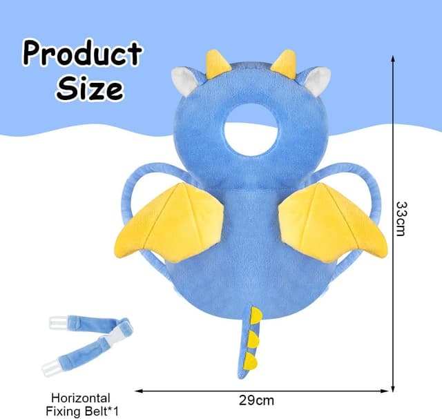 Detalle de Vicloon protezione testa bambino Drago Blu – morbida e regolabile per imparare a gattonare e camminare