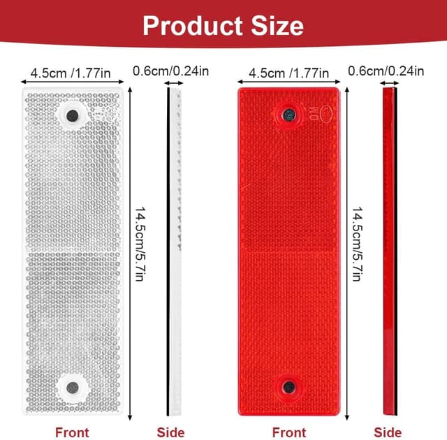 Detalle 2 de AYBUY Confezione da 24 catarifrangenti adesivi rosso e bianco per auto, camion e rimorchi