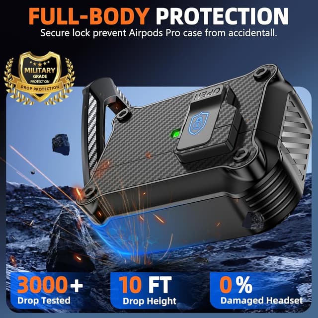 Detalle de Pohgelan Magnetic Automatic Lock Case Cover for AirPods Pro 3 (2025) — TPU/PC with Cleaning Kit