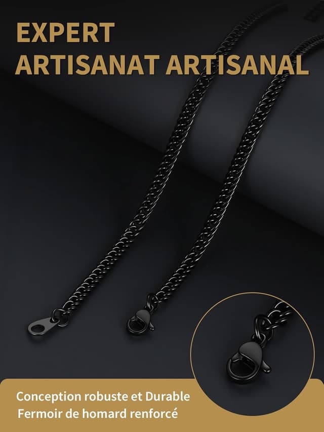 Detalle de FindChic Collier chaîne cubaine pour homme en acier inoxydable 346L, style hip hop streetwear (largeurs 3/6/9/12 mm)