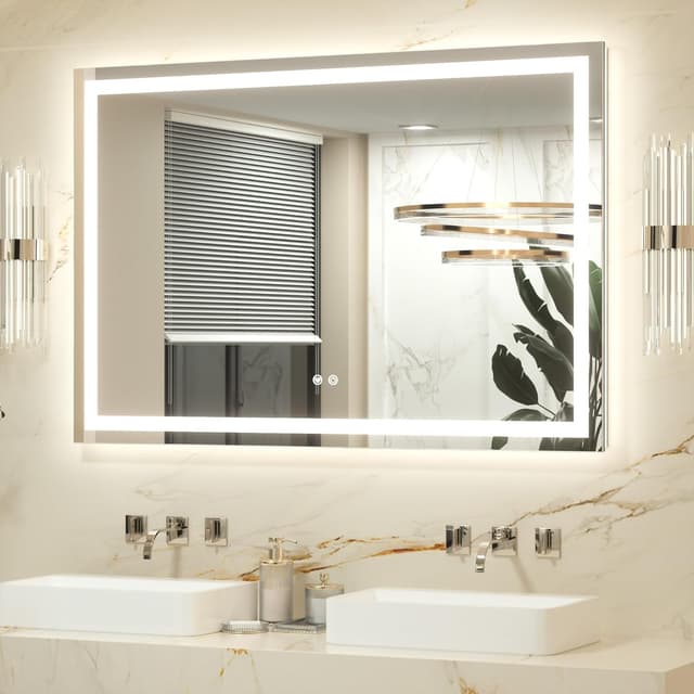 Detalle de Keonjinn Badspiegel mit Beleuchtung 120x80 cm – LED, Anti-Beschlag, Touch & 3 Lichtfarben