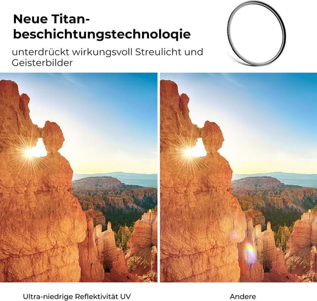 Detalle de K&F CONCEPT UV-Filter 49 mm für 8K