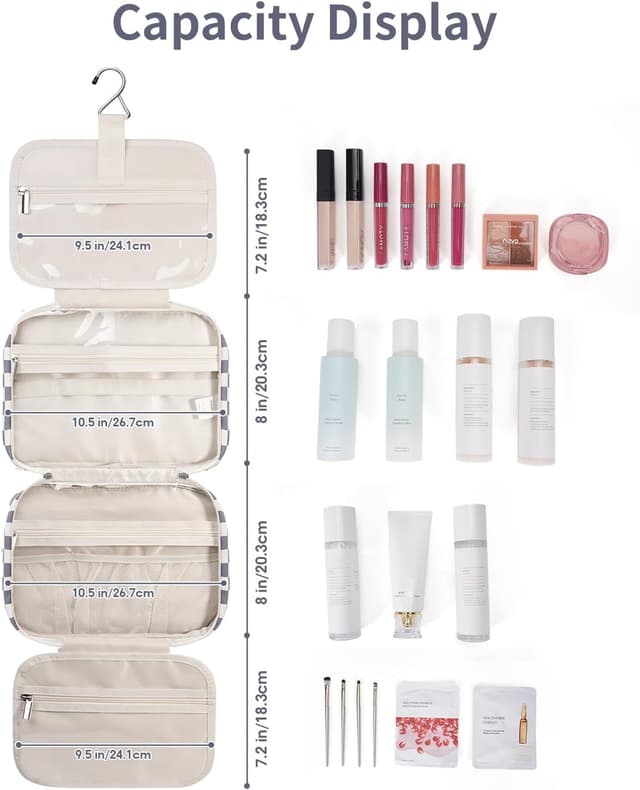 Detalle de Narwey Checkered Hanging Travel Toiletry Bag (Medium) in Checkerboard Grayish Blue