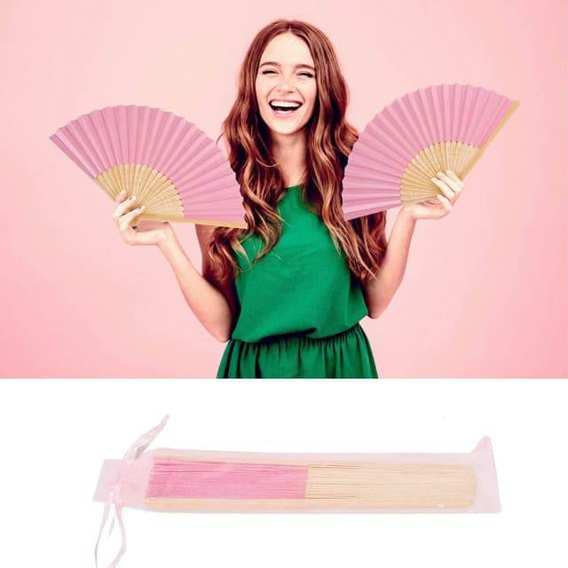 Detalle 1 de iZoeL Abanico Plegable Rosa - 12 Piezas para Eventos