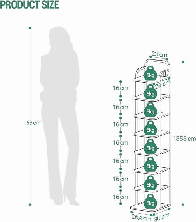 Thumbnail 2 de Hzuaneri Étagère à chaussures 8 niveaux 135 cm