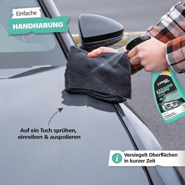 Detalle de SPRINGER RX5450 Keramikversiegelung 750 ml mit Poliertuch – Nanotechnologie für frischen Glanz & Abperleffekt