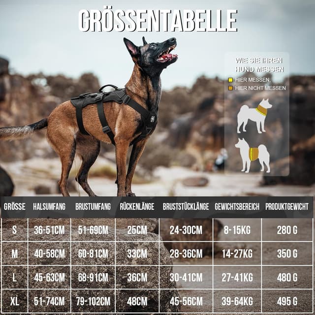 Detalle de OneTigris Hundegeschirr T-Bone mit 2 Griffen, ausbruchsicher & einstellbar (Schwarz, S)