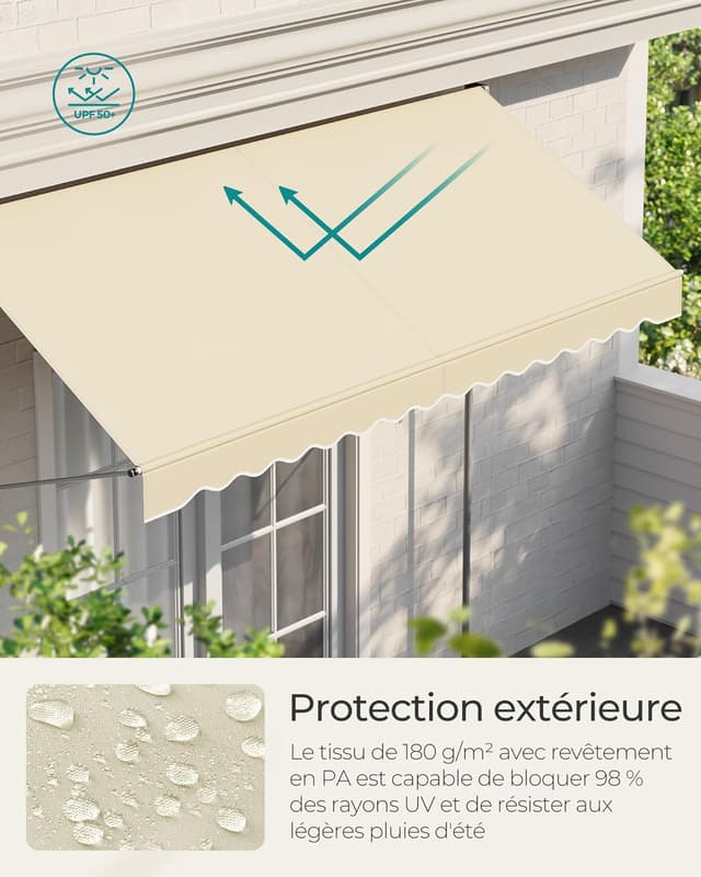 Detalle de SONGMICS store banne rétractable manuel GSA302M01, beige, 300 x 180 cm