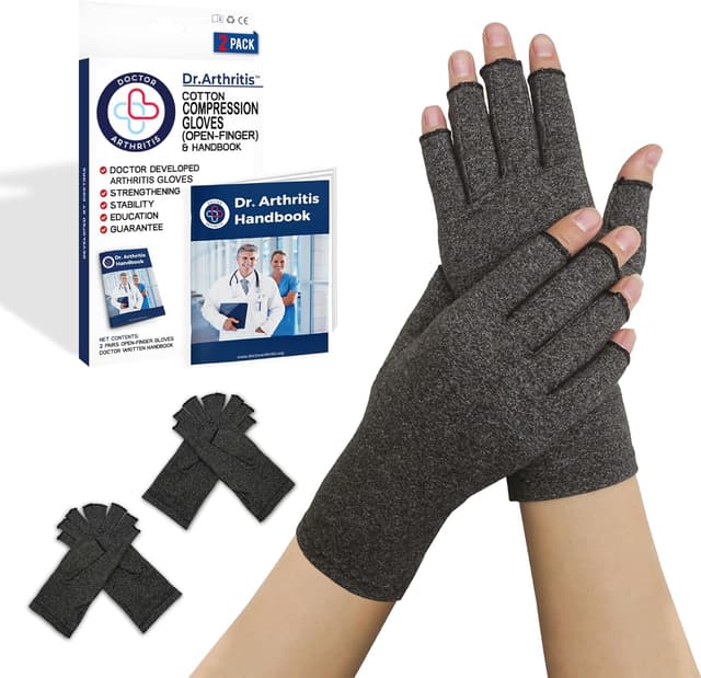 Detalle 1 de Dr.Arthritis Compression Gloves (Open Finger) for Arthritis, Carpal Tunnel & Raynaud Support