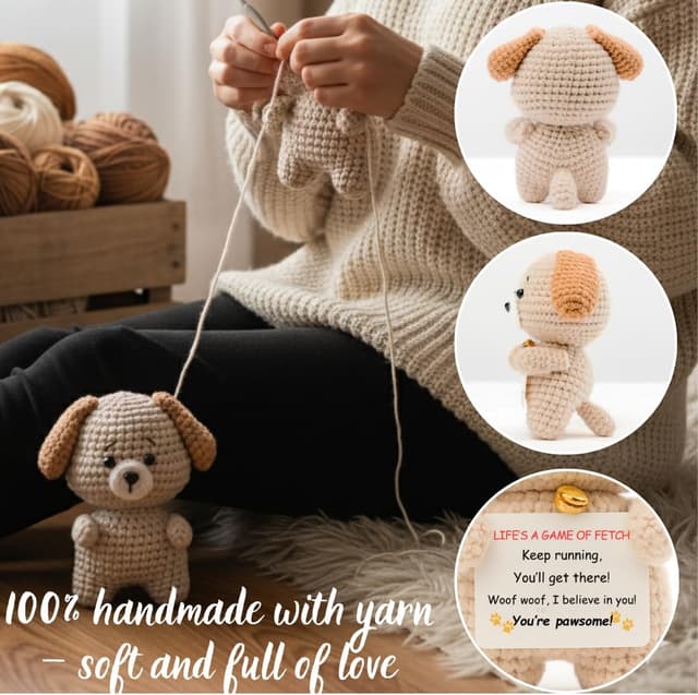 Thumbnail 5 de Handmade Crochet Puppy Encouragement Gift Plush