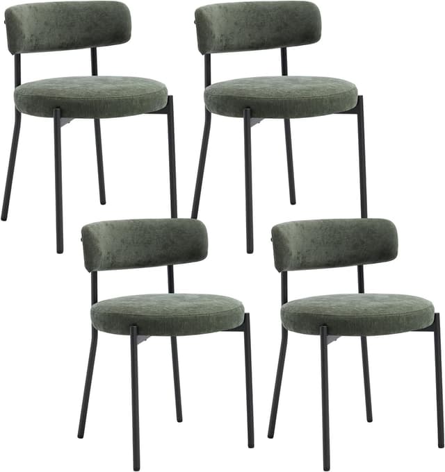 Thumbnail 6 de Lot de 4 chaises de salle à manger Orirsnug en velours vert avec dossier incurvé et pieds métal noirs