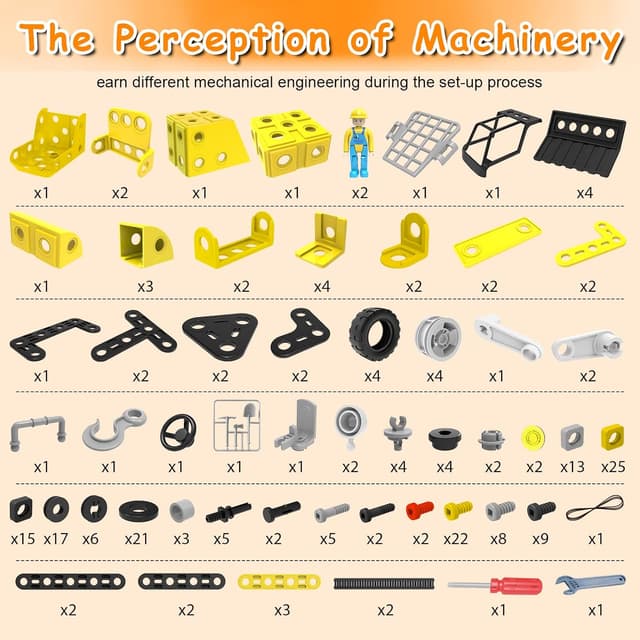 Detalle 2 de HOMETTER Konstruktionsspielzeug 6 in 1 Baukasten mit 223 Bausteinen für Jungen ab 5–8 Jahren