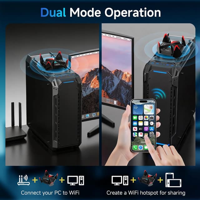 Detalle de NEWFAST WiFi 7 USB WLAN Stick für den PC – Tri-Band Adapter bis 6.500 Mbit/s mit 4× drehbaren 6dBi Antennen