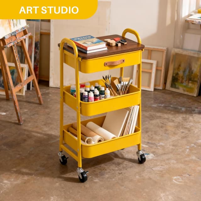 Thumbnail 2 de AGTEK Makeup Cart with Drawer 3-Tier Pink