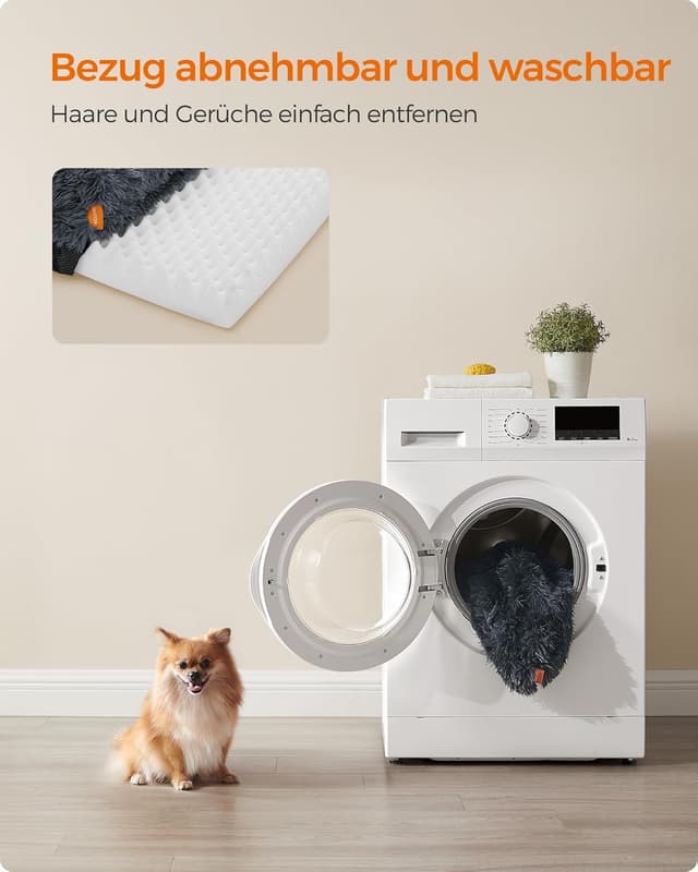 Thumbnail 6 de Feandrea FluffyHug Hundebett (Größe M) – Hundekissen mit Noppenschaum, abziehbarer & waschbarer Bezug – 76 x 58 x 16 cm, dunkelgrau