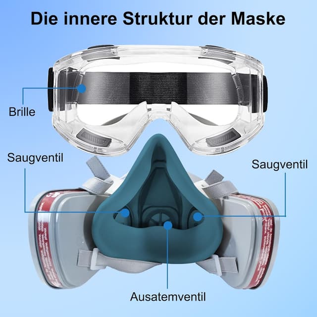 Detalle 2 de Masque Anti Poussière 18 in 1 Masques Peinture Réutilisable 🎭