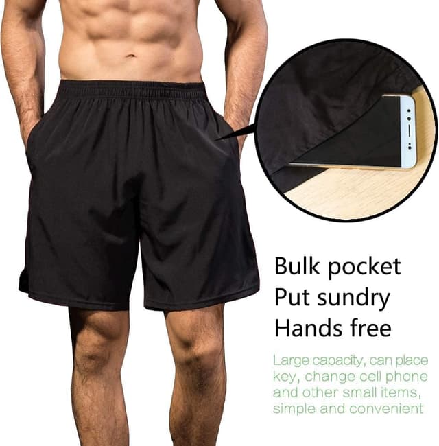 Detalle de Yuerlian 3 Pack Men’s Quick Dry Sports Shorts with Pockets