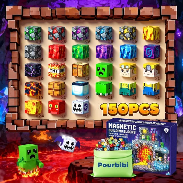 Thumbnail 5 de Pourbibi Magnetische Bausteine 150 Teile