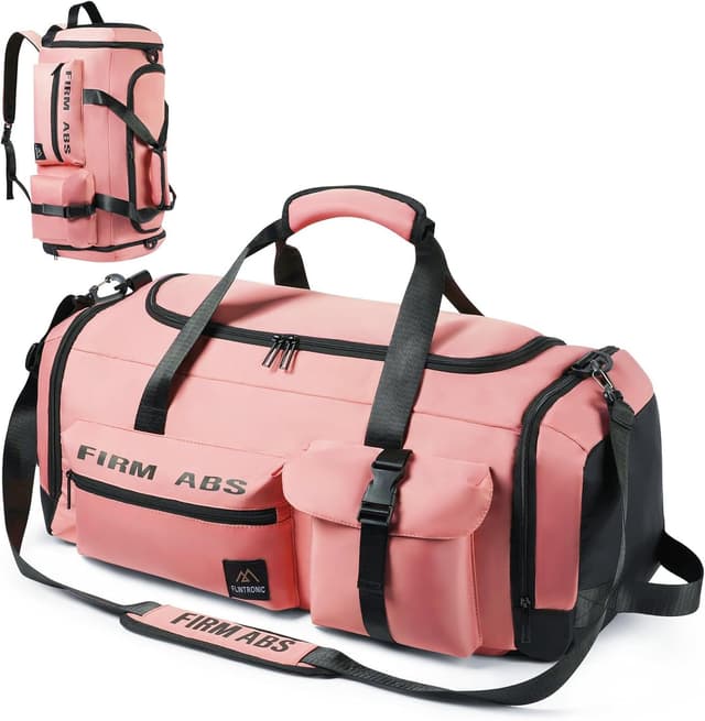 Detalle de Flintronic 65L borsa da viaggio impermeabile leggera con tracolla (rosa) – fine settimana e palestra
