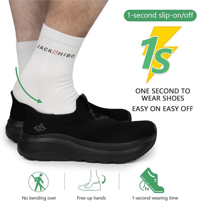 Detalle 2 de JACKSHIBO Mens Slip-On Wide Toe Box Trainers with Arch Support & Zero Drop Sole