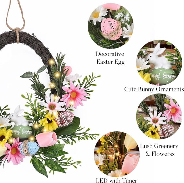 Thumbnail 3 de Valery Madelyn 16 Inch Easter Egg Wreath