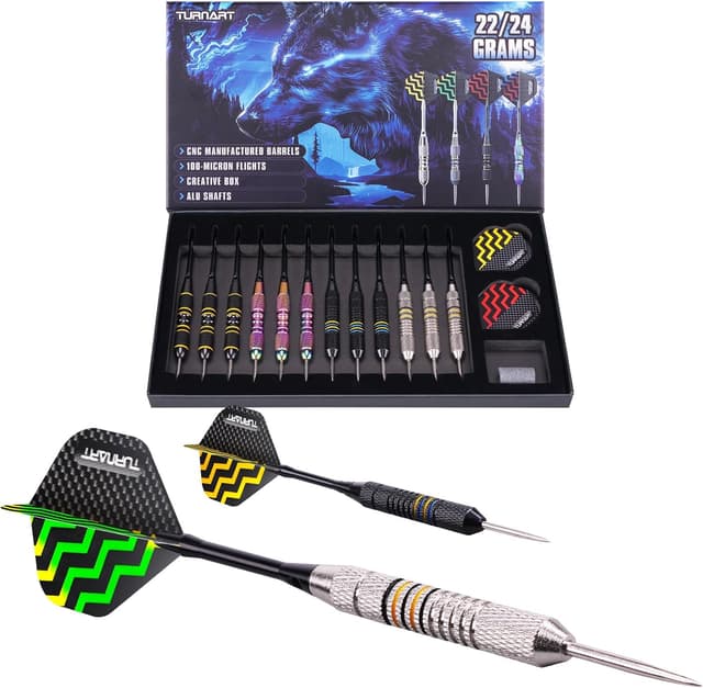 Thumbnail 6 de Turnart 12 Pack Steel Tip Darts Set with Case (22/24g) – metal darts with aluminium shafts