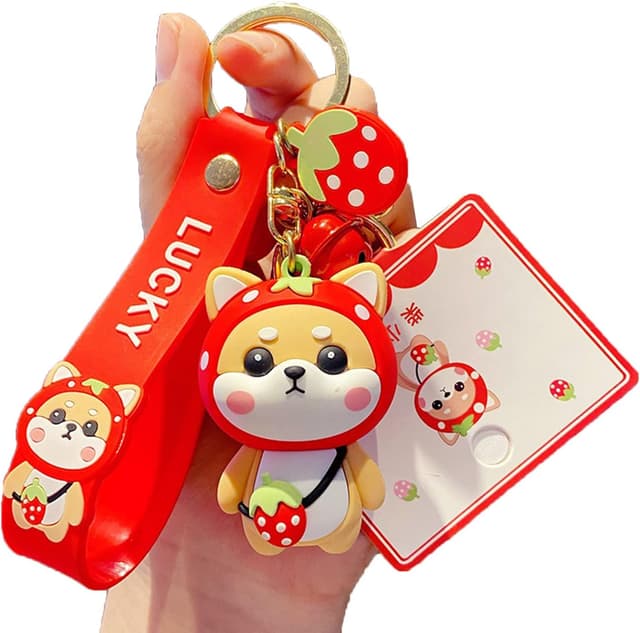 Thumbnail 6 de Porte-clés femme Shining crown au pendentif Shiba Inu (style fraise) en PVC silicone