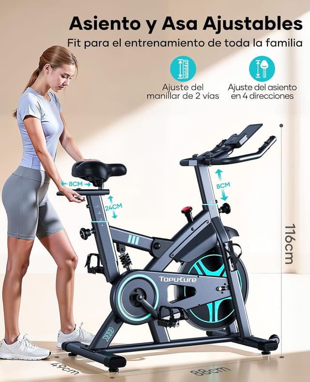 Detalle 2 de Toputure 15 kg bicicleta estática 160 kg