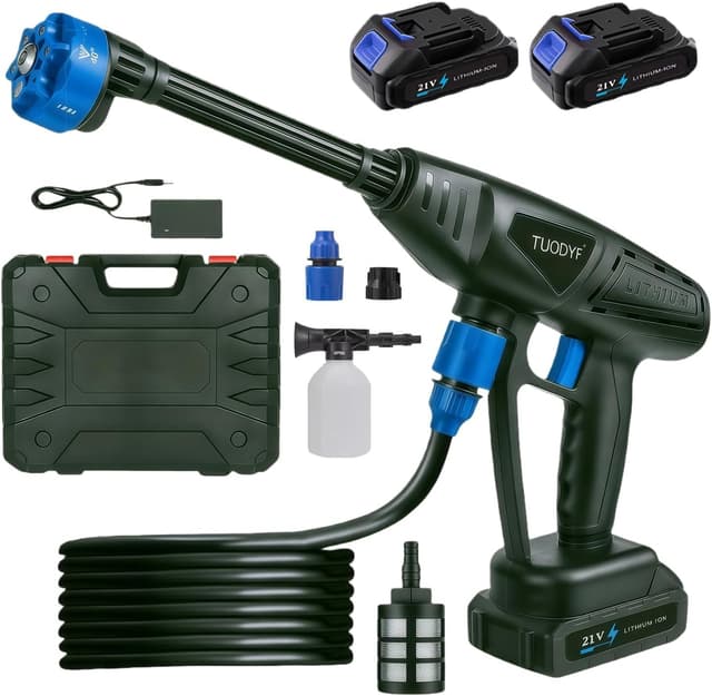 Detalle de Cordless Pressure Washer for Makita Battery (6-in-1) – 725 PSI Portable Jet Wash with Foam Pot, 5m Hose & Storage Box