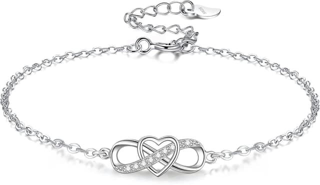 Detalle de VANSZA Damen-Armband aus 925 Sterling Silber mit Unendlichkeits- und Herzsymbol